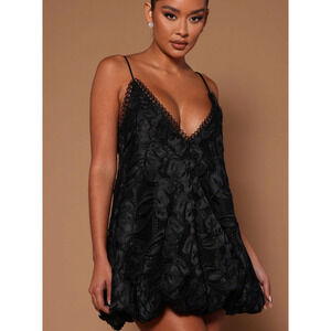 Fashion Nova Novaluxe Lana Crochet Mini Dress Black Size XS NWT